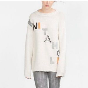 Zara Knitaholic Chunky Knit Sweater, Off White, Size S, Pre-owned